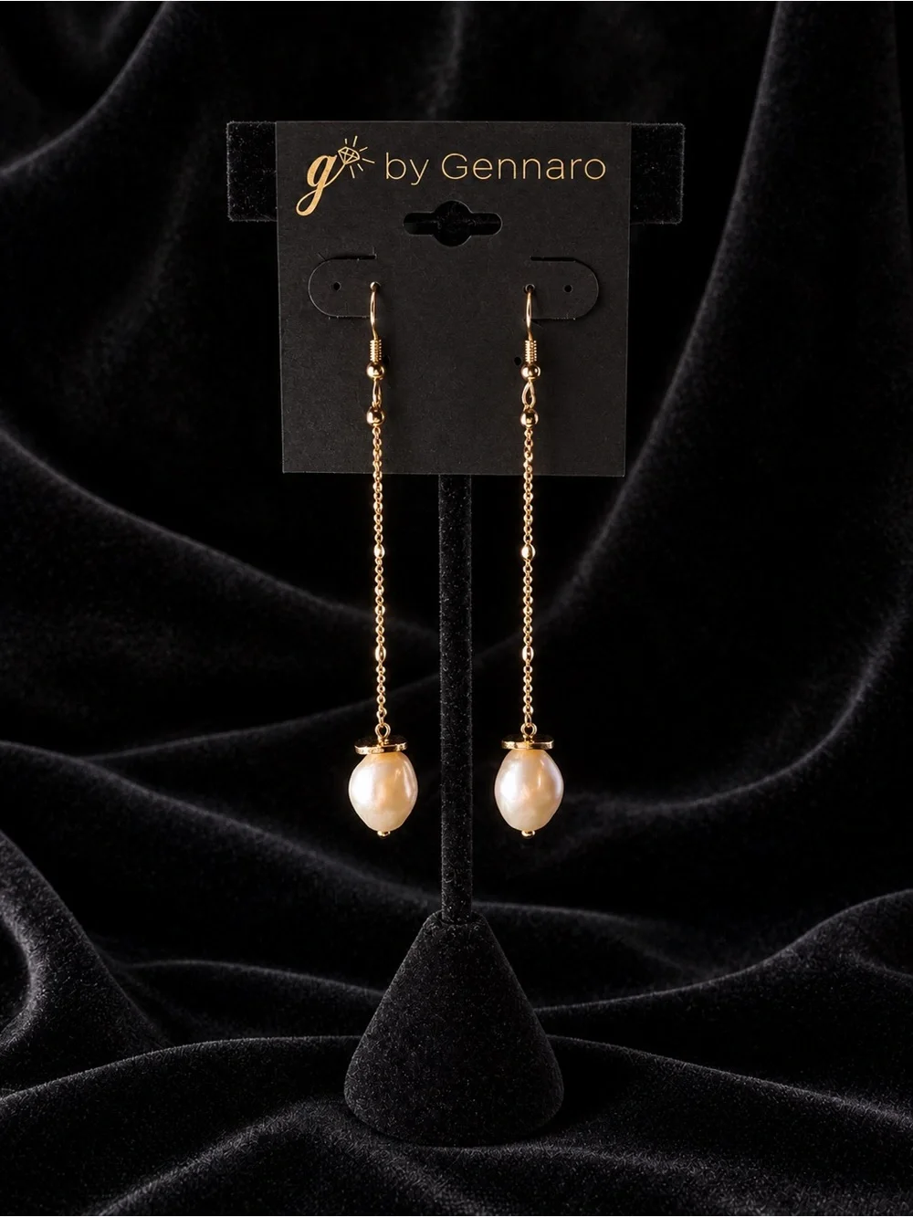 G by Gennaro Gold Pearl Drop Earrings - Cream Pearls